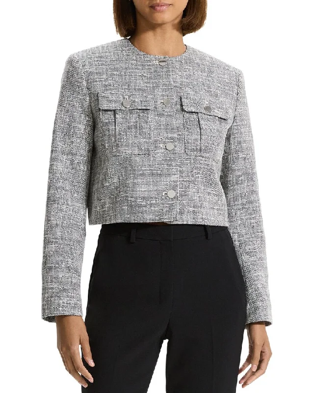 Theory Tweed Jacket Embroidered Jacket Appliqued Jacket Beaded Jacket