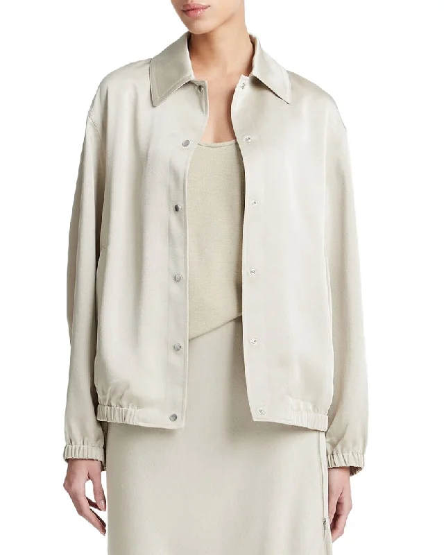 Vince Shine Snap Front Jacket Nylon Jacket Polyester Jacket Spandex Jacket