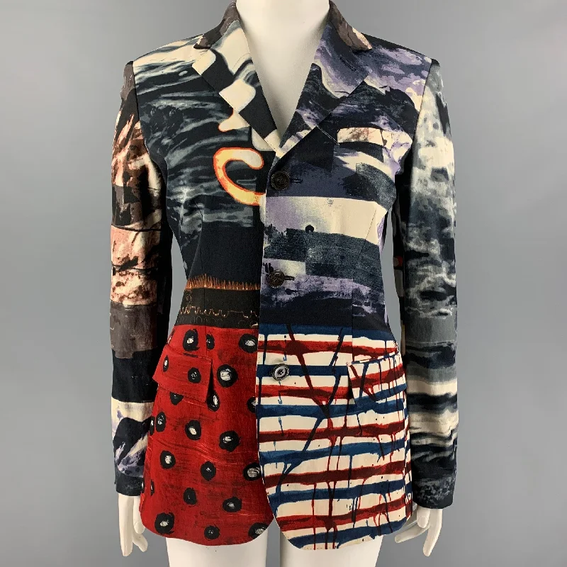Vintage JEAN PAUL GAULTIER Size 12 Multi-Color Print Acetate Blend Jacket Fleece Fabric Down Fabric Feather Fabric Vintage JEAN PAUL GAULTIER Size 12 Multi-Color Print Acetate Blend Jacket Fleece Fabric Down Fabric Feather Fabric