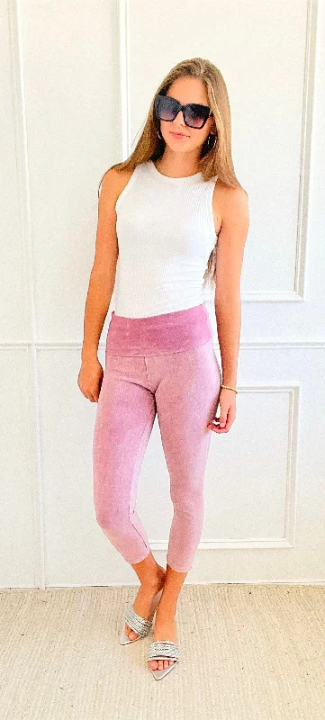 Walk The Walk Cropped Leggings - Rose Pink Cozy Oversized Leggings