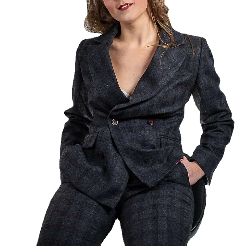 Winter Women Office Tuxedos 2 Pieces Sets Wool Warm Lady Blazer Jacket High Waist Pants Suits Herringbone Jacket Houndstooth Jacket Plaid Jacket Winter Women Office Tuxedos 2 Pieces Sets Wool Warm Lady Blazer Jacket High Waist Pants Suits Herringbone Jacket Houndstooth Jacket Plaid Jacket