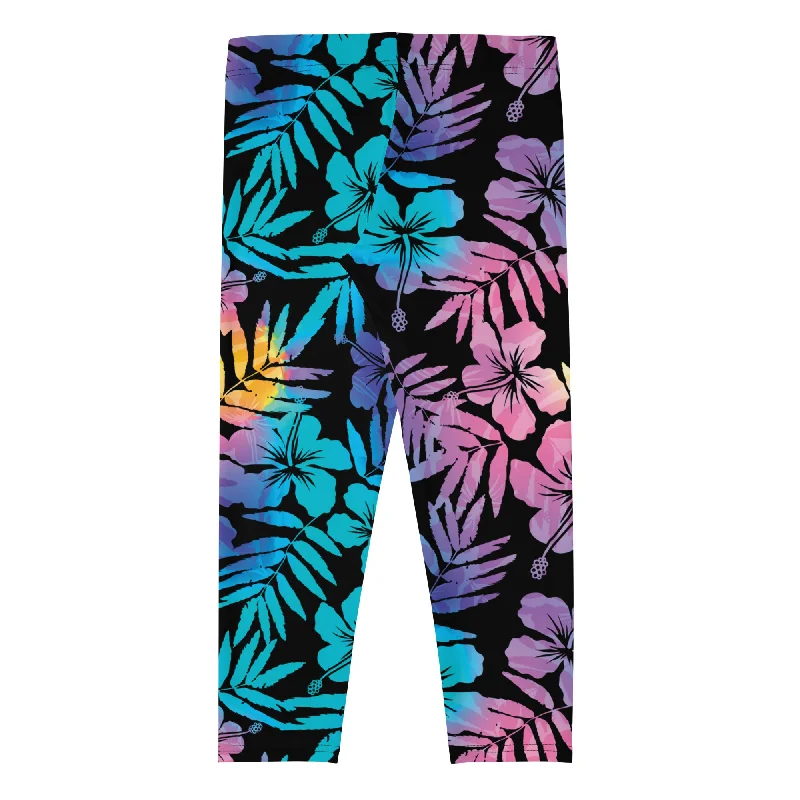 Women's Swim Capri Leggings, UPF 40 Hawaiian Floral Hibiscus Stylish Athletic Wear Leggings