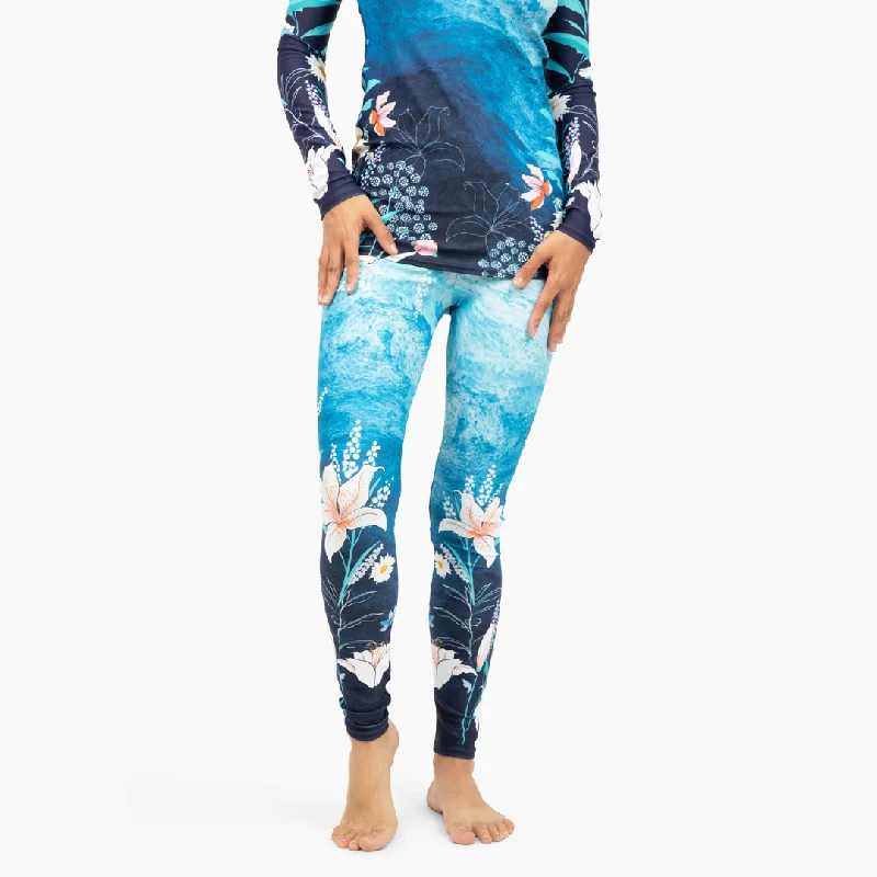 Women's UPF50+ Swim Leggings, Surf Swim Paddle Board, Ocean Floral Trendy Black Mesh Leggings