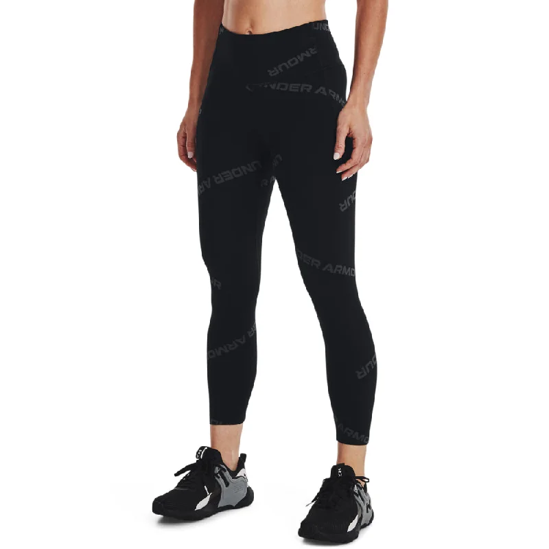 Women's Under Armour Meridian Ankle Legging - Black/Metallic Silver Fashionable Smooth Fit Leggings