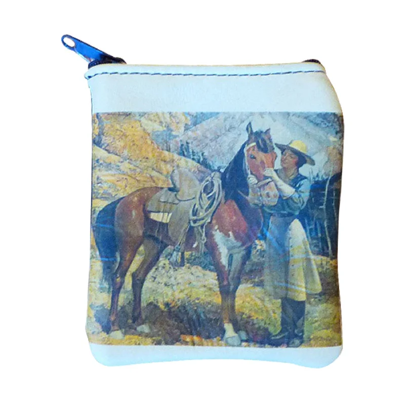 Rockmount Womens Blue Leather Cowgirl Split Skirt Coin purse OS velvet skirt luxury