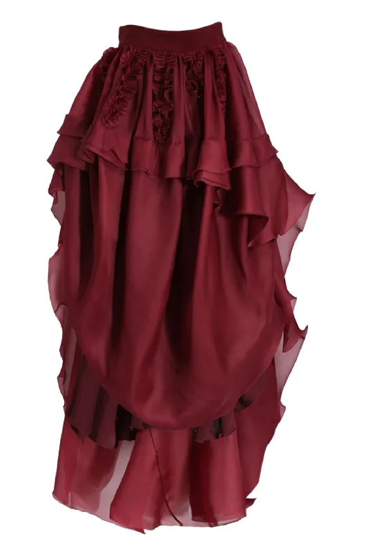 Ruffle Front Skirt silk skirt lustrous
