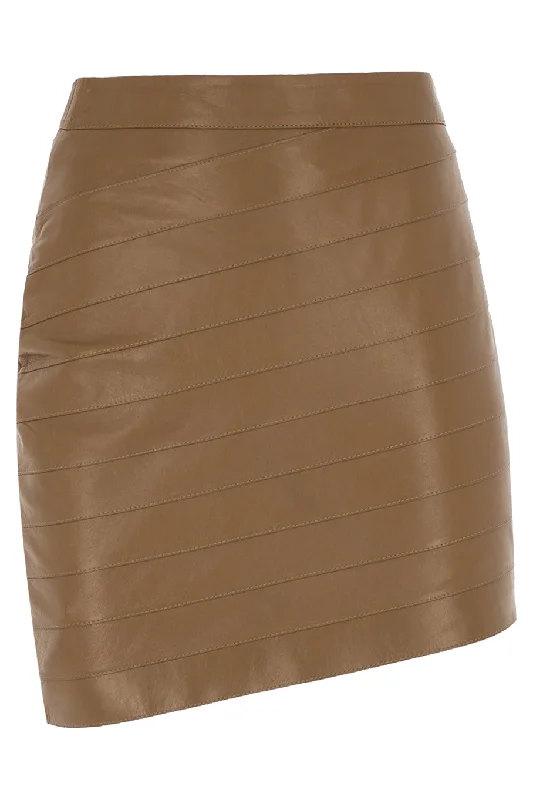 Asymmetric Mini Leather Skirt linen skirt breathable