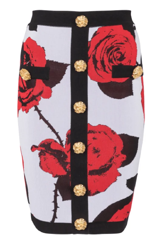 Floral Midi Skirt wool skirt warm