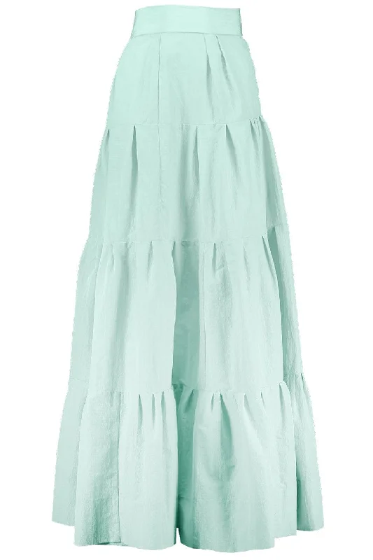 Tiered Full Skirt - Seafoam velvet skirt plush