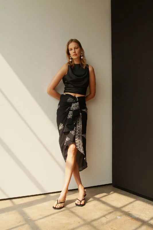Sofia Pareo Skirt Black cotton skirt soft
