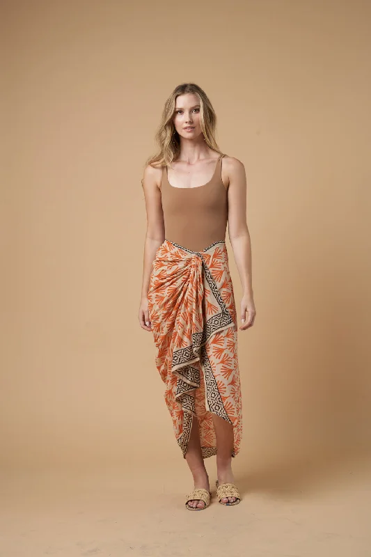 Ines Pareo Orange Skirt flowy skirt hem