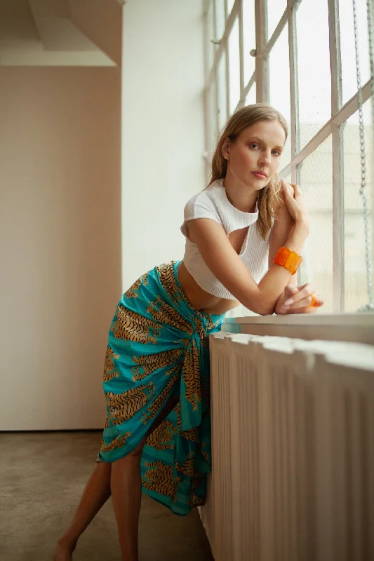 Luciana Pareo Skirt Cyan spandex blend skirt