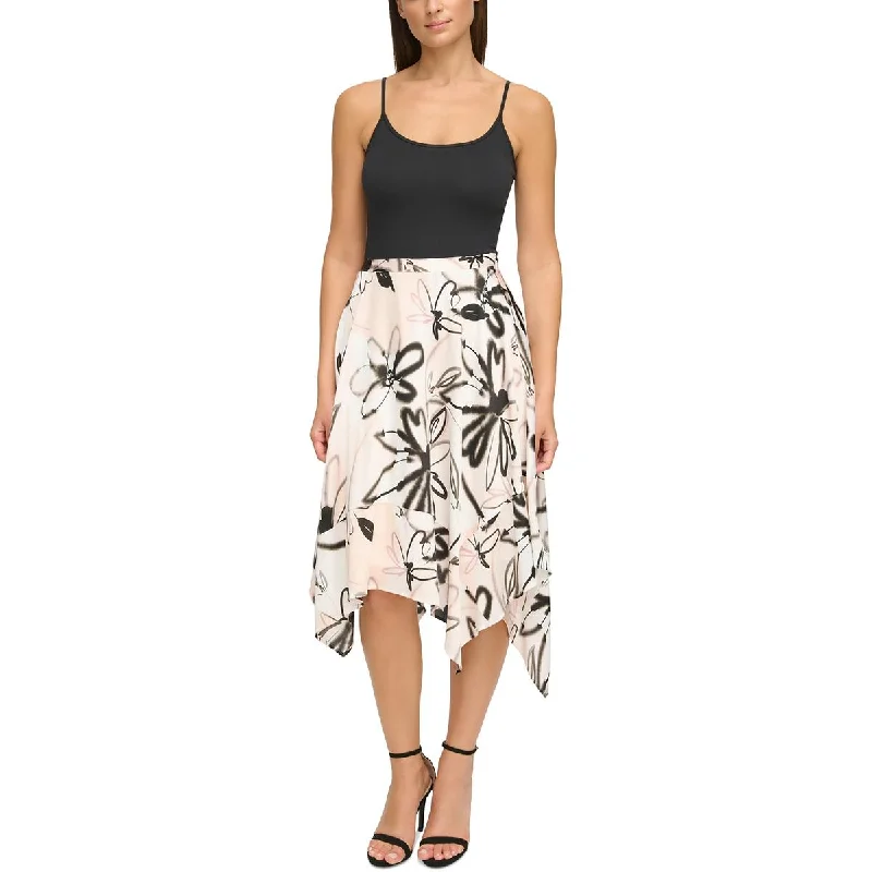 Donna Karan Womens Floral Print Recycled Polyester Asymmetrical Skirt boho skirt vibe Donna Karan Womens Floral Print Recycled Polyester Asymmetrical Skirt boho skirt vibe