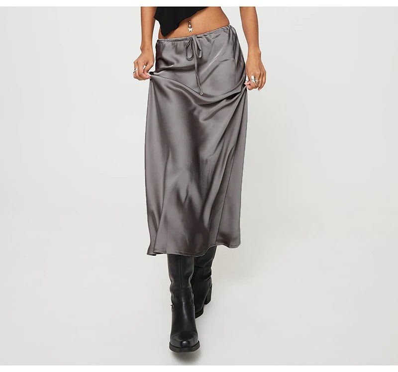 High Waist Long Satin Skirts for Women Spring velvet skirt rich