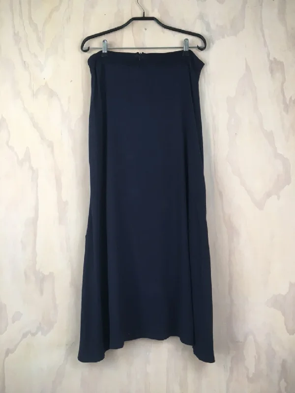Vesta 2 Split Skirt -Navy Crepe Sateen lace skirt romantic