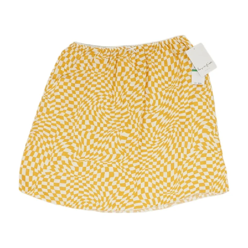 Yellow Graphic Slip Skirt linen skirt breathable