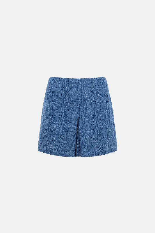 STONE JACQUARD DENIM SKIRT BLUE modal blend skirt