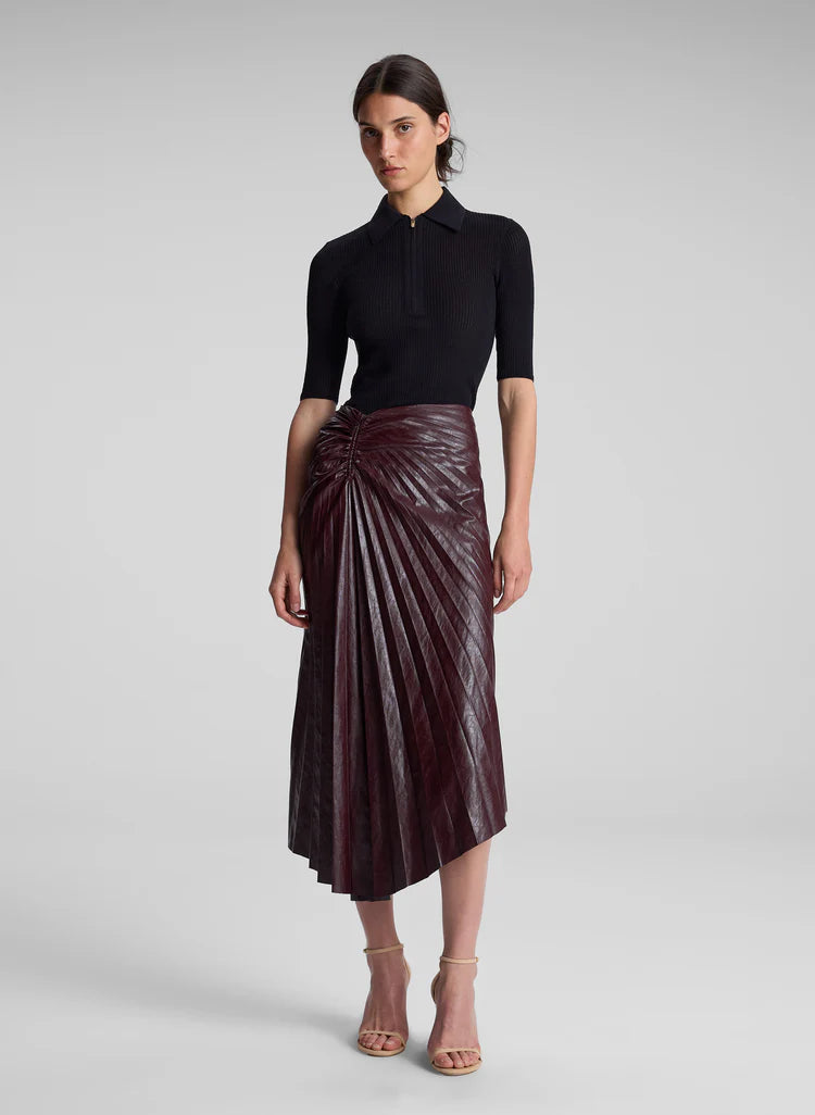ALC-Tracy Textured Vegan Leather Skirt Cordovan patchwork skirt art