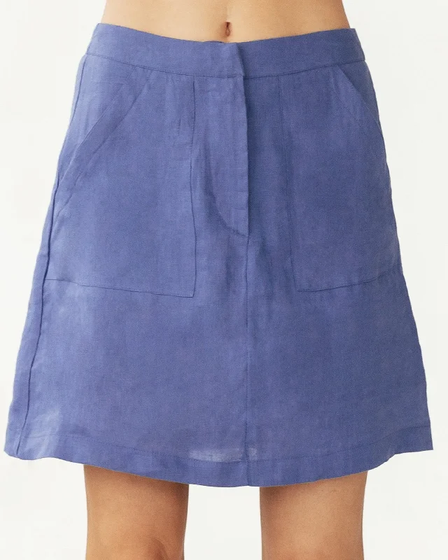 Aria Linen Skirt Blue casual skirt length