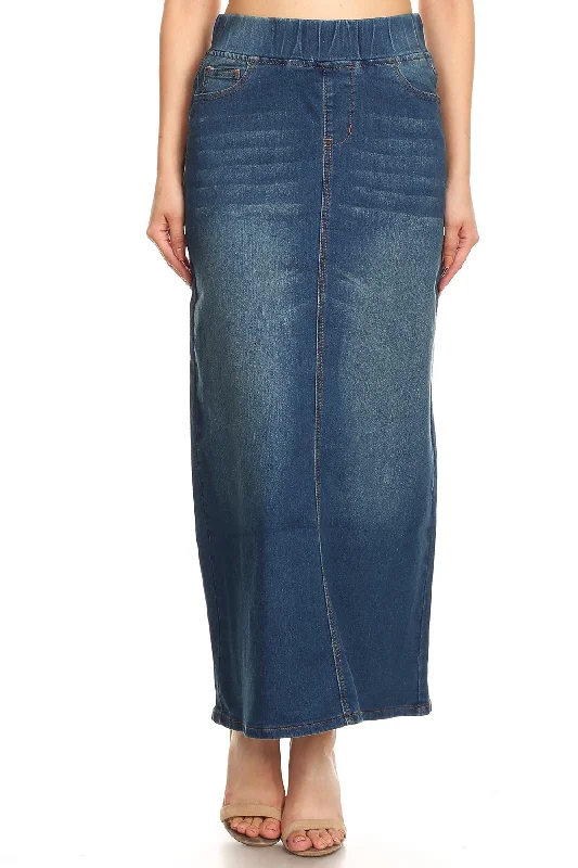 Ashleigh Maxi Denim Skirt in Vintage Wash- Misses (XS-S) flowy skirt hem