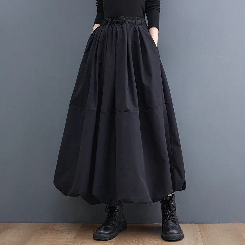 Black Designed Spring Plus Sizes Skirts cashmere skirt fine