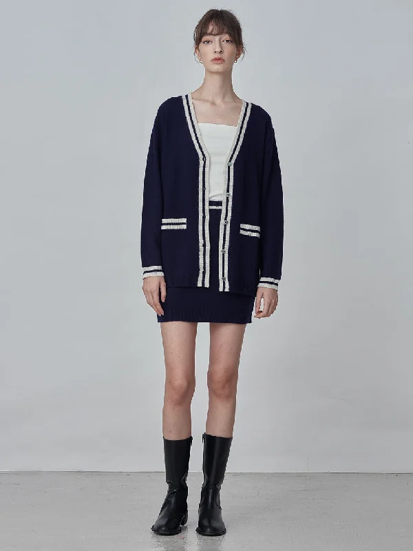 Cashmere Mini Skirt_Navy seamless skirt comfort