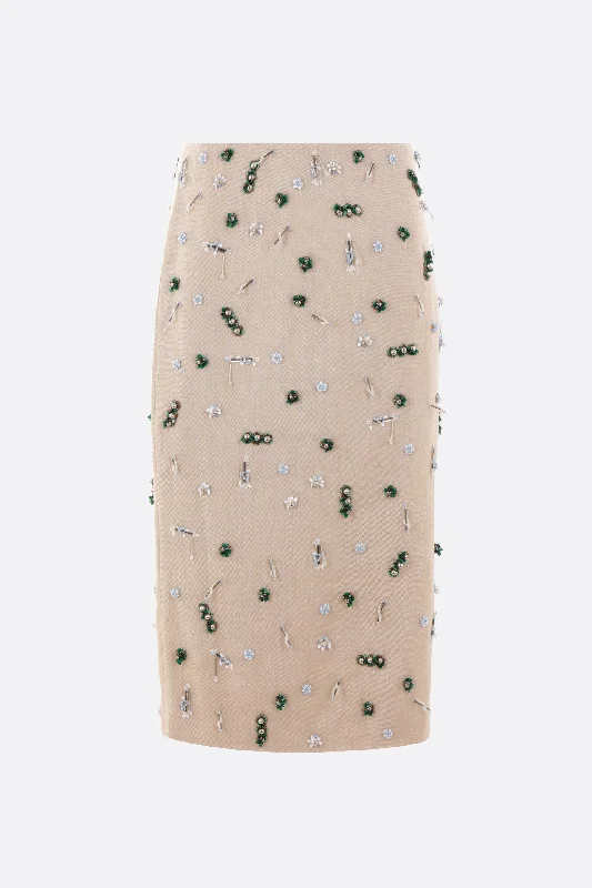 Embla beaded canvas midi skirt lace skirt intricate