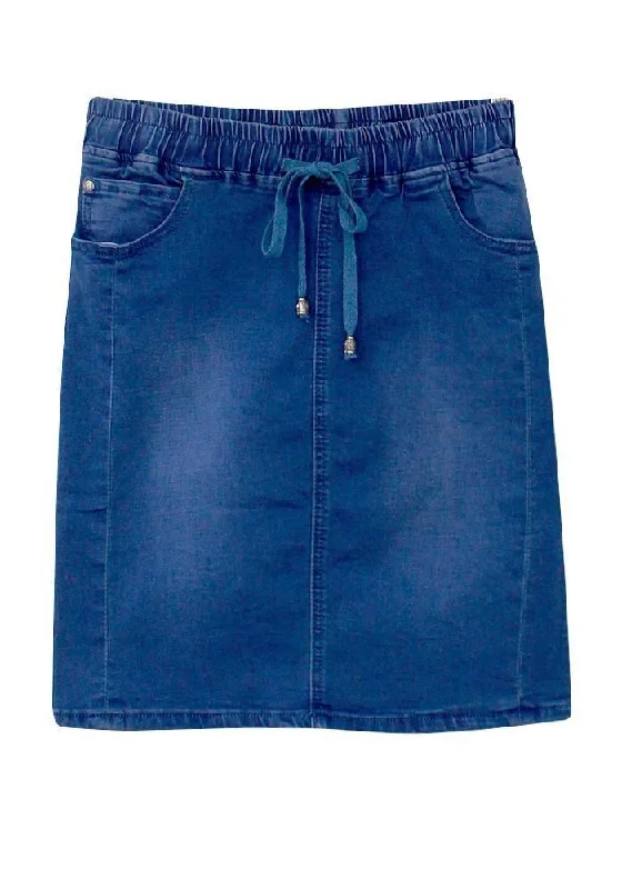 Country Denim Jogger Skirt Mid Blue lightweight skirt design