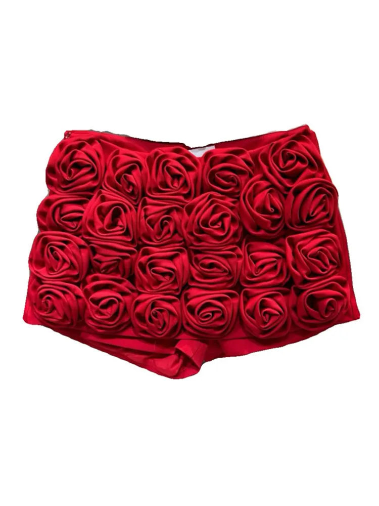 3D Flower Mini Skirts 2024 Spring New Items High Waist Skirt wool skirt warm