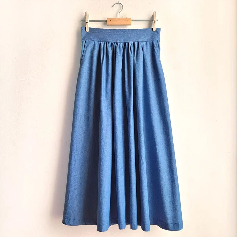 Dragstar Gathered Cotton Skirt - Light Blue lace skirt romantic