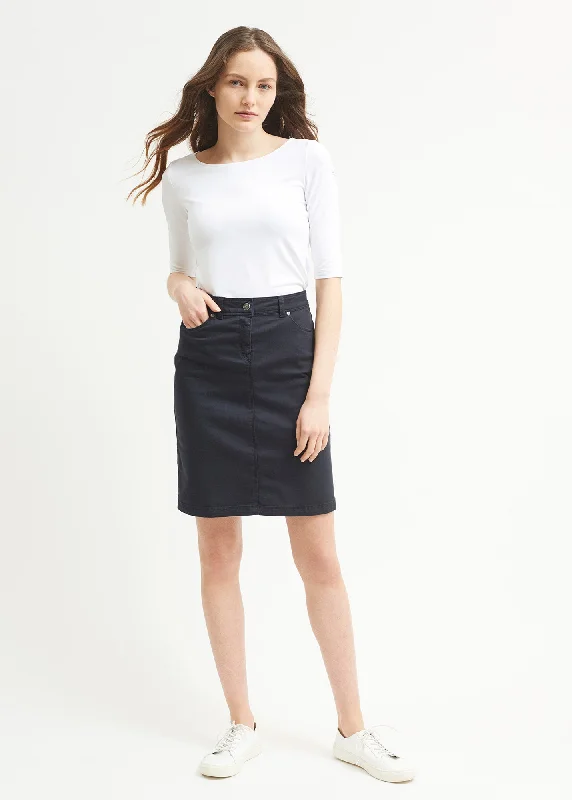 Elfy regular skirt - in coloured denim (NAVY) ruffled skirt detail