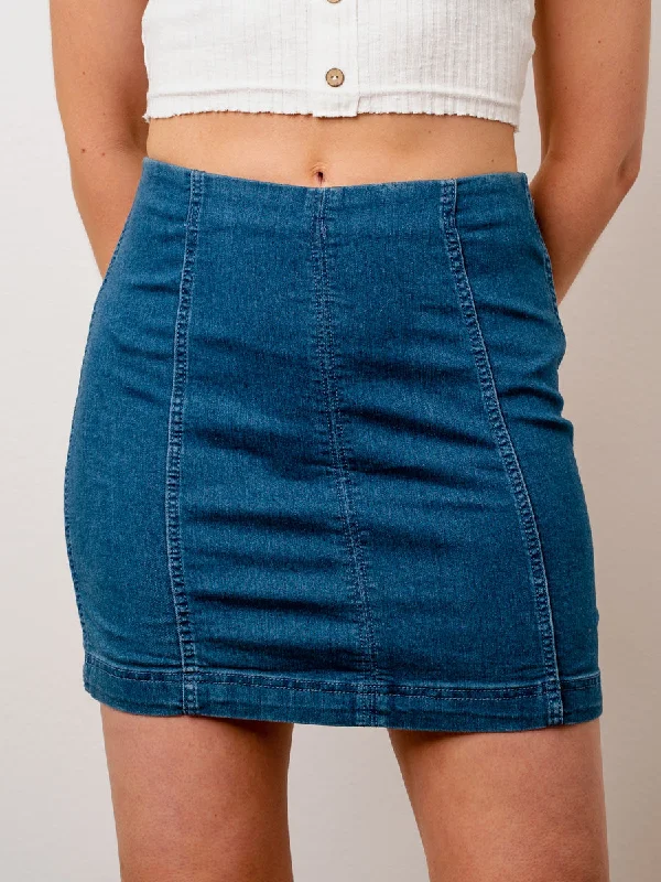 Free People Nautilus Blue Denim Femme Skirt lace skirt elegant