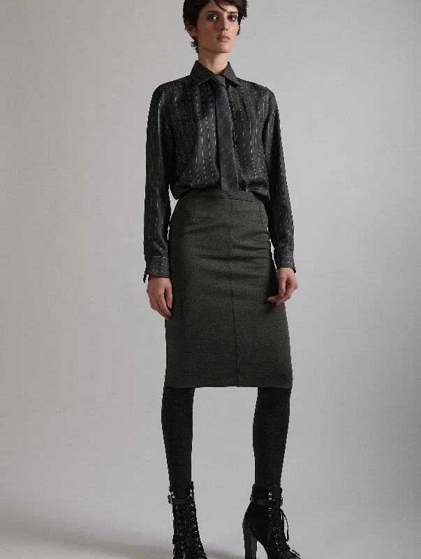 Grey milano jersey pencil skirt chiffon skirt delicate