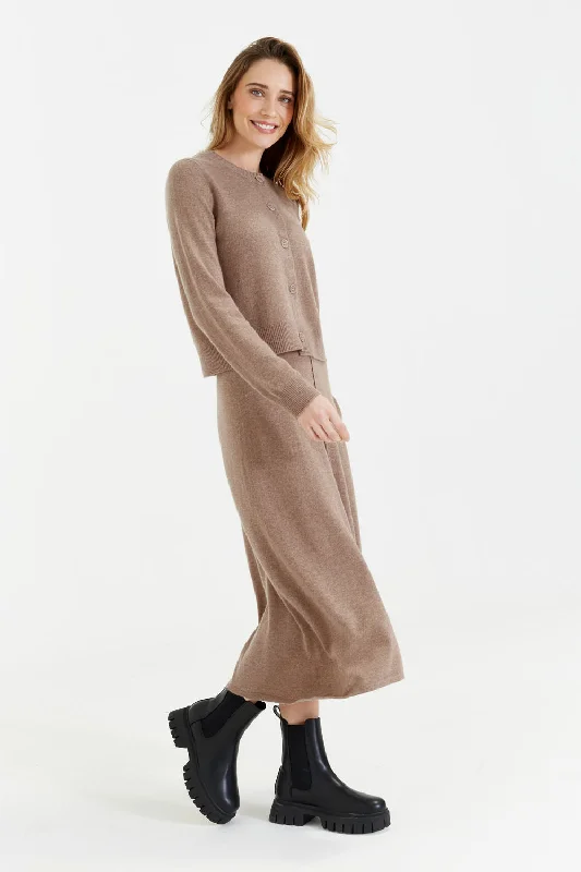 Hazel Wool-Cashmere Midi Skirt high waist skirt