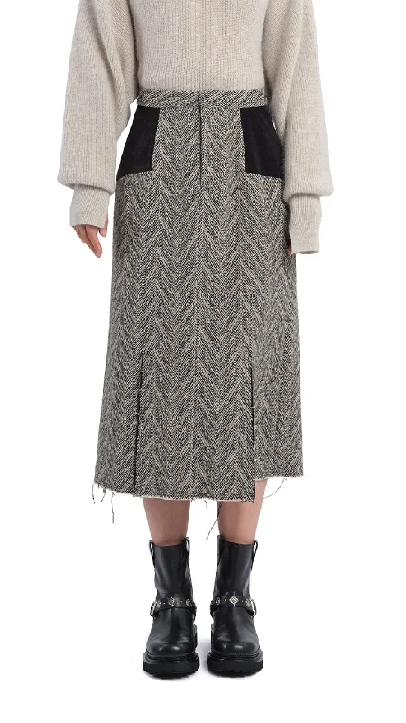 Herringbone Pencil Skirt chiffon skirt flowing
