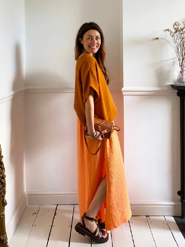 Lulu Organic Cotton Skirt - Apricot low waist skirt