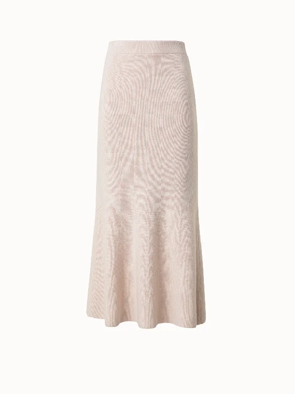 Midi Knit Skirt in Ribbed Cashmere wool skirt sturdy
