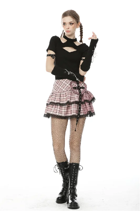 Millennium hottie metal rock heart pink gird skirt KW189 denim skirt fashionable