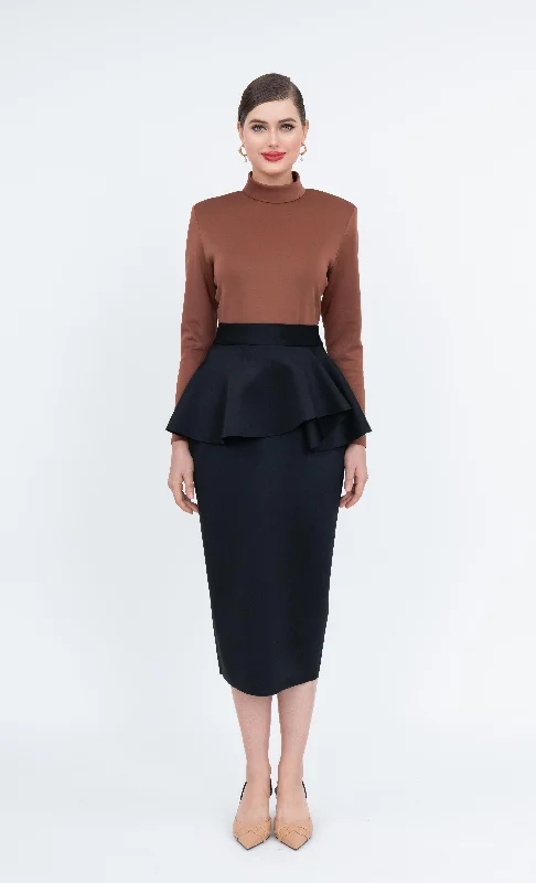 Nellie Skirt in Black silk skirt smooth