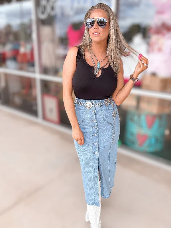 Outlaw Denim Skirt - FINAL SALE leather skirt refined