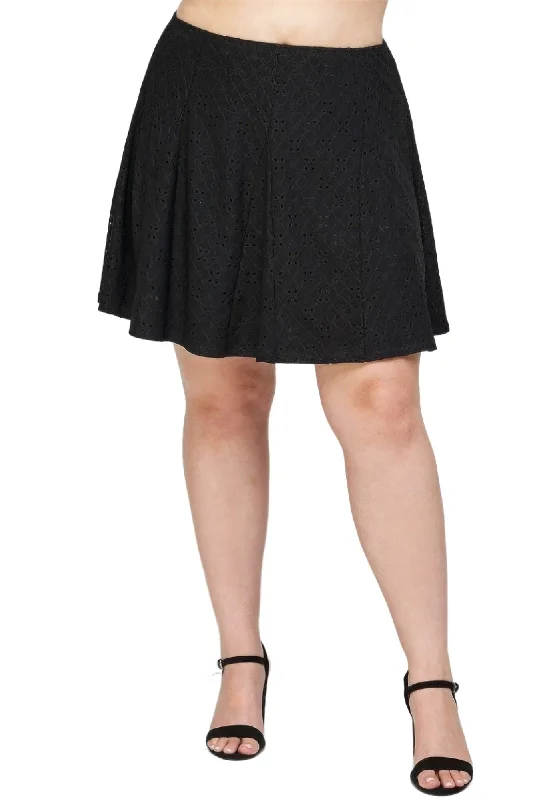 Plus Size, Knit Eyelet A-line Skirt lace skirt feminine