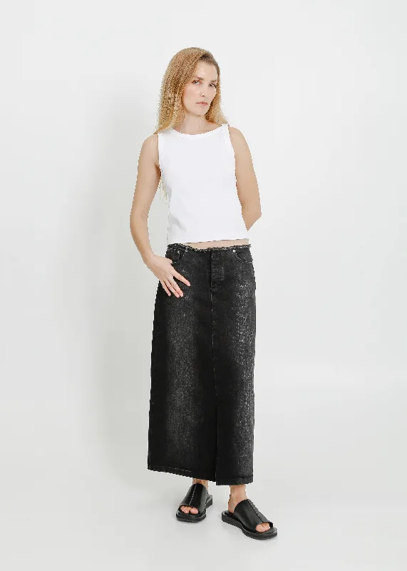 REIGN DENIM SKIRT / BLACK corduroy skirt textured