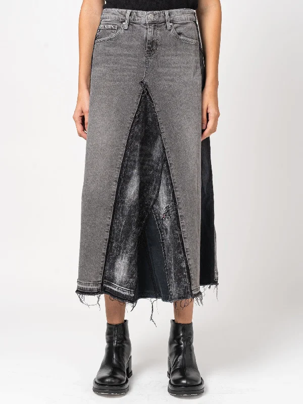 Asymmetrical Denim Patchwork Skirt silk skirt lustrous