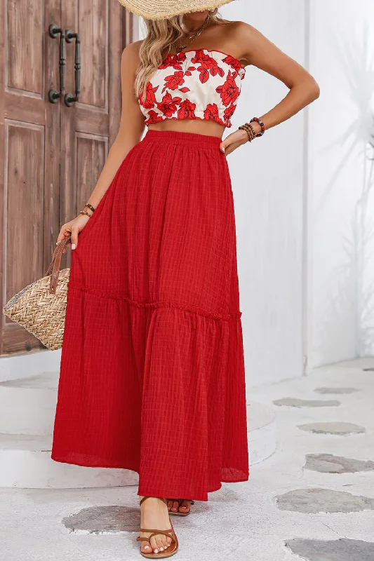 Vivi Floral Tube Top & Long Skirt lace skirt delicate