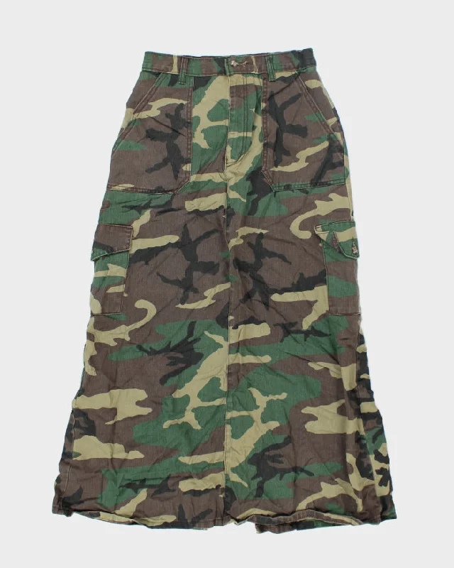 Y2k 00s Camouflage Maxi Skirt - XS velvet skirt luxurious