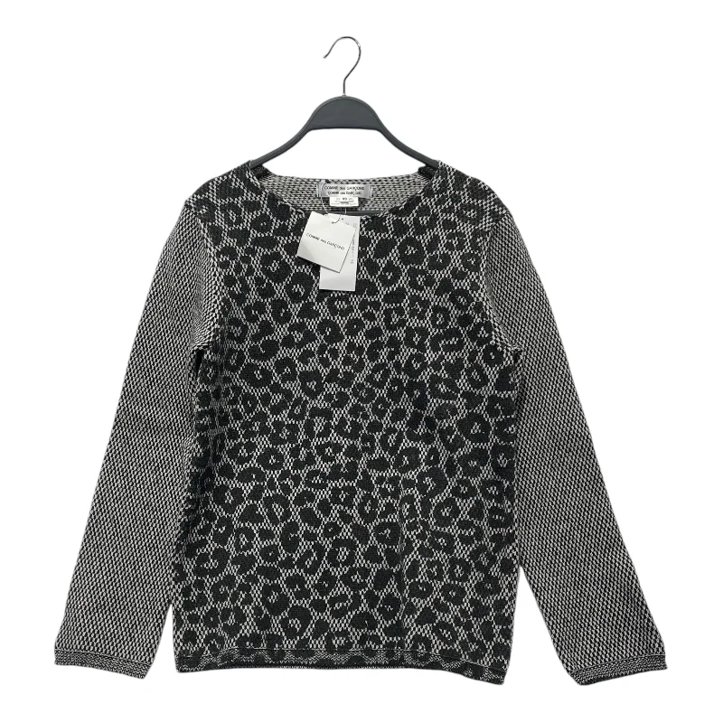 COMME des GARCONS/Sweater/XS/Leopard/Wool/GRY/ Beaded Sweater Sequined Faux Fur