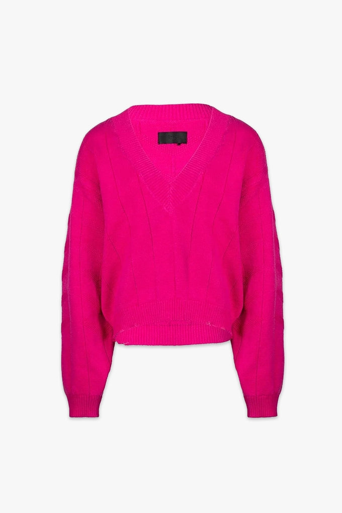 ALBA SWEATER | FUSCHIA Spandex Rayon Corduroy