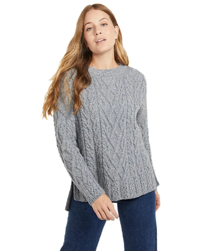 Aran Vented Box Sweater Notch Collar Peter Pan Collar Cowl Neck