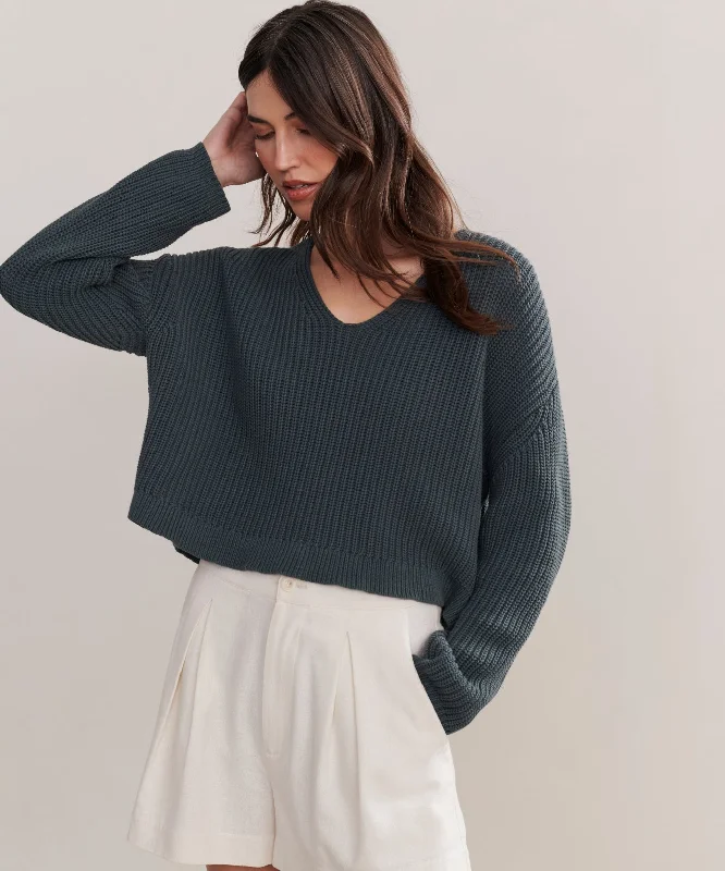 Cropped Cotton Cabin Sweater Long Sweater Short Sweater Cropped Sweater