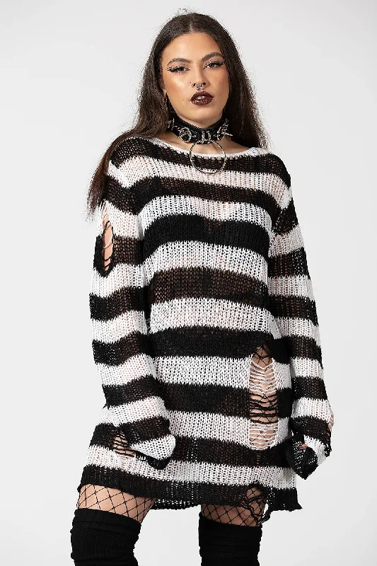 Emo Knit Sweater Ribbed Striped Patterned